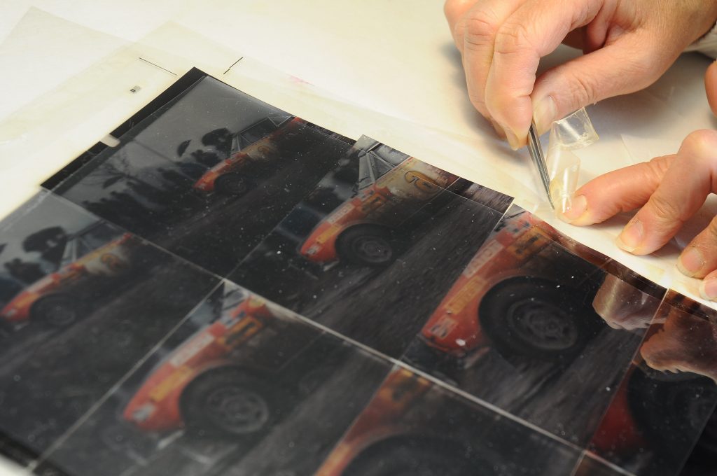 The restoration of camera-ready artwork for advertisements from 1965 to 1981