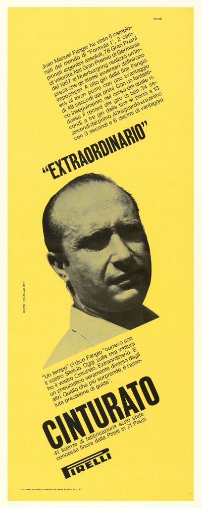 Il  Cinturato Pirelli dalla pista ai media: una campagna pubblicitaria del 1965 mette in campo “gli assi del volante”