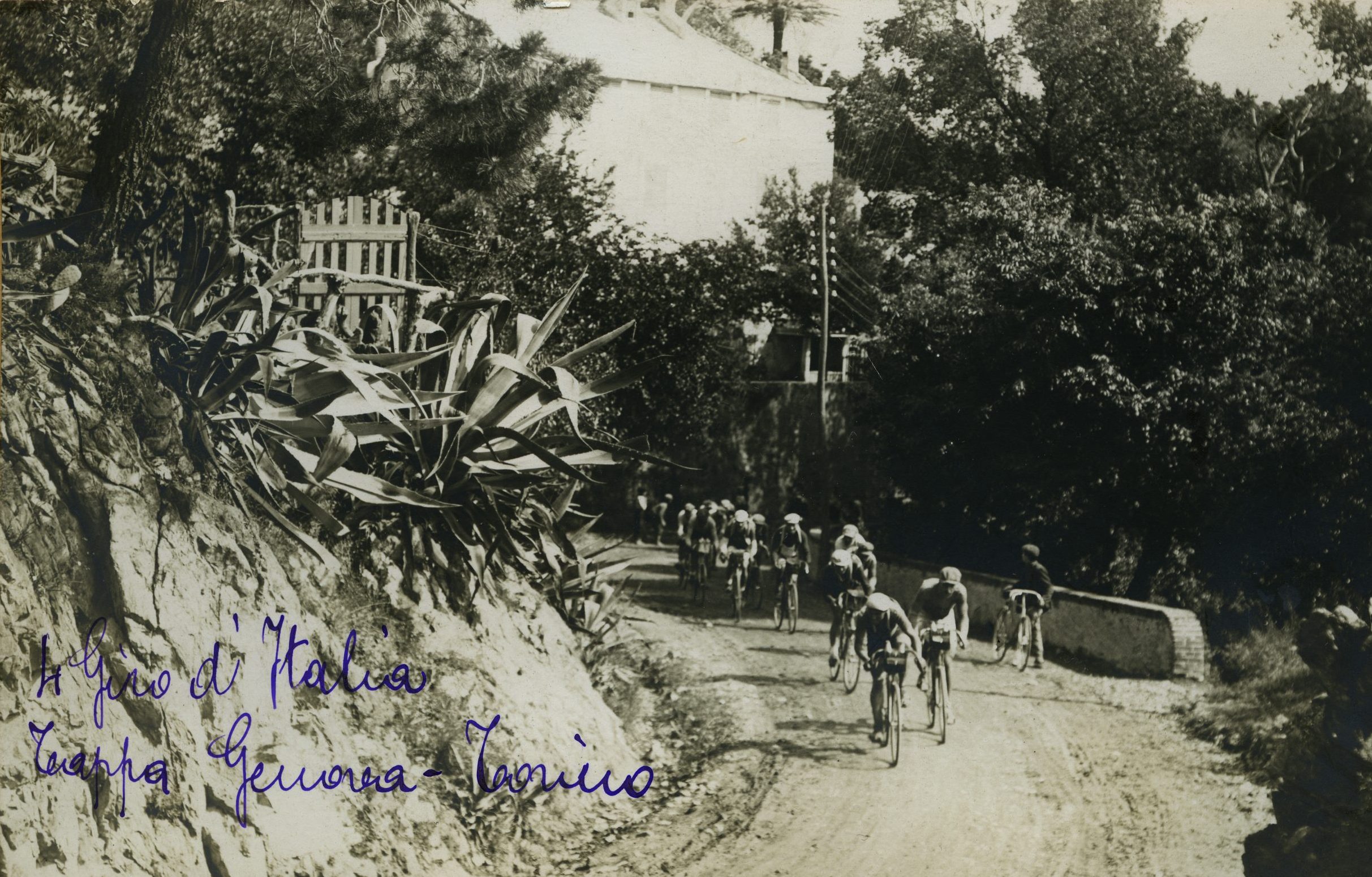 Il passaggio dei corridori durante la settima tappa (Genova-Torino) del quarto Giro d'Italia, 1912, foto Strazza  