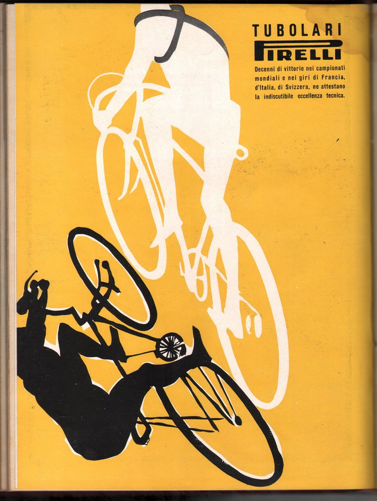 Pubblicità dei pneumatici Pirelli per bicicletta, 1949 