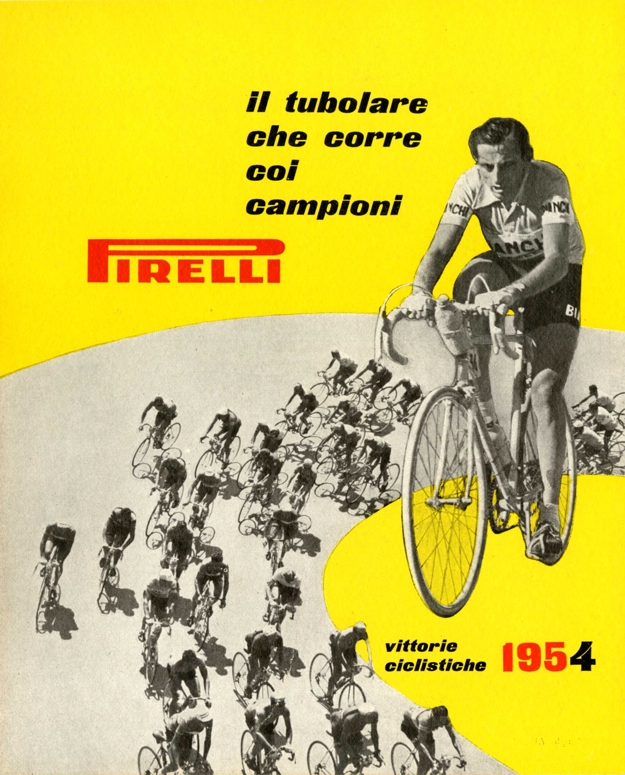 Advertisement for Pirelli bicycle tyres, 1955